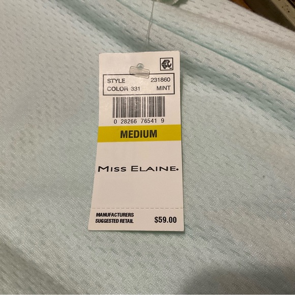 Miss Elaine Mint Long Sleeve Nightgown with Smocking Detail Size Medium - Picture 7 of 7